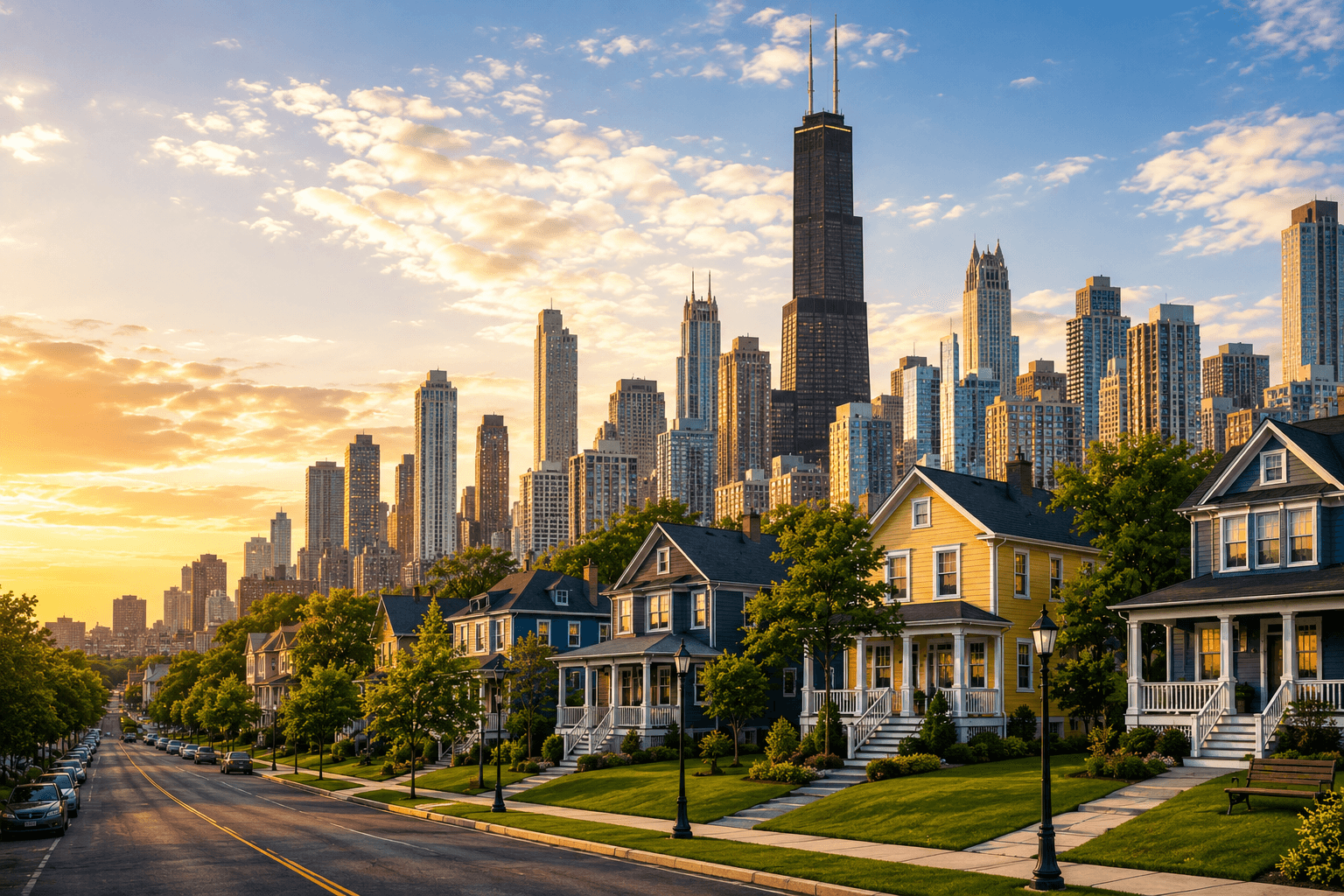 South Shore neighborhood with the Chicago skyline beyond
